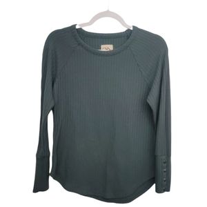 Chaser Thermal Waffle Knit Teal Long Sleeve Shirt